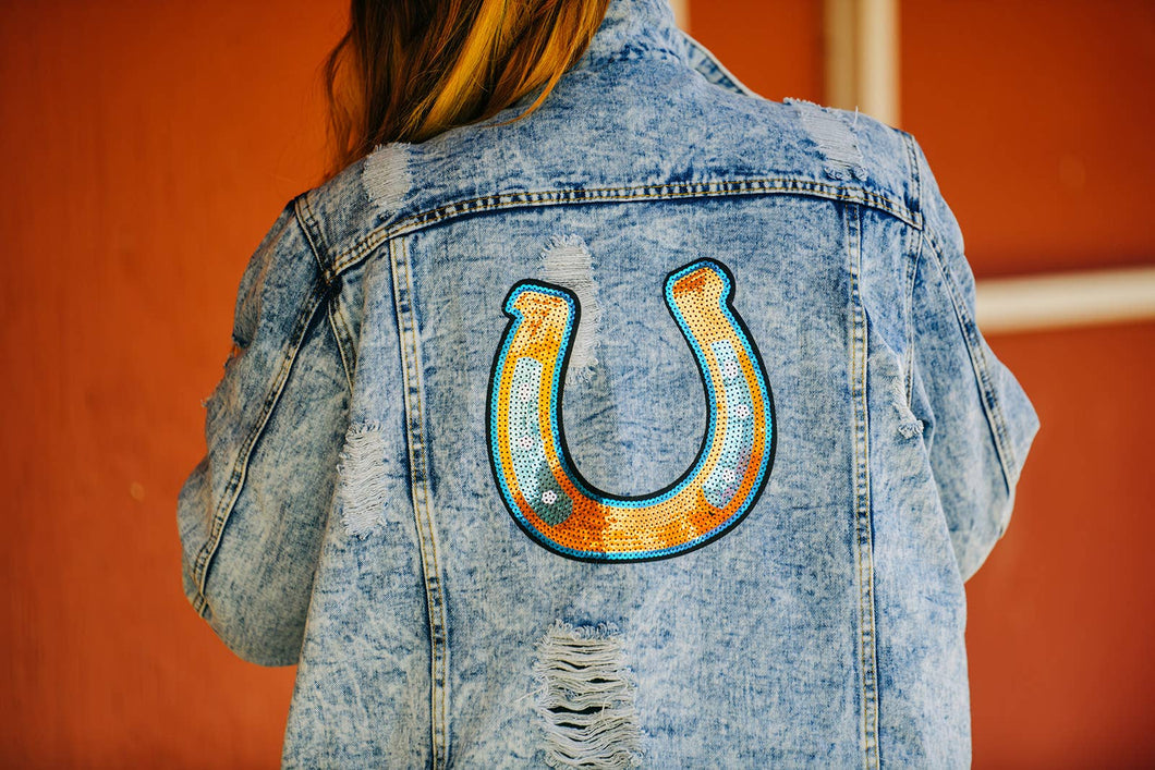 SEQUIN HORSE SHOE JEAN JACKET