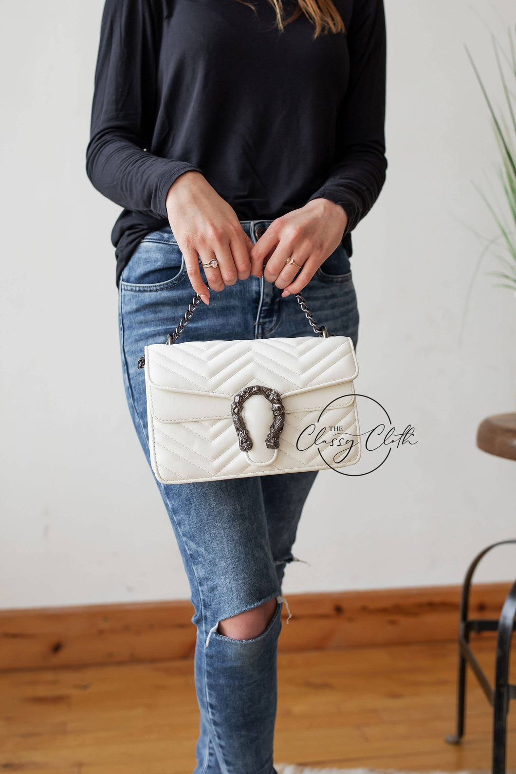 Elegant Shoulder Handbag Quilted - White RTS