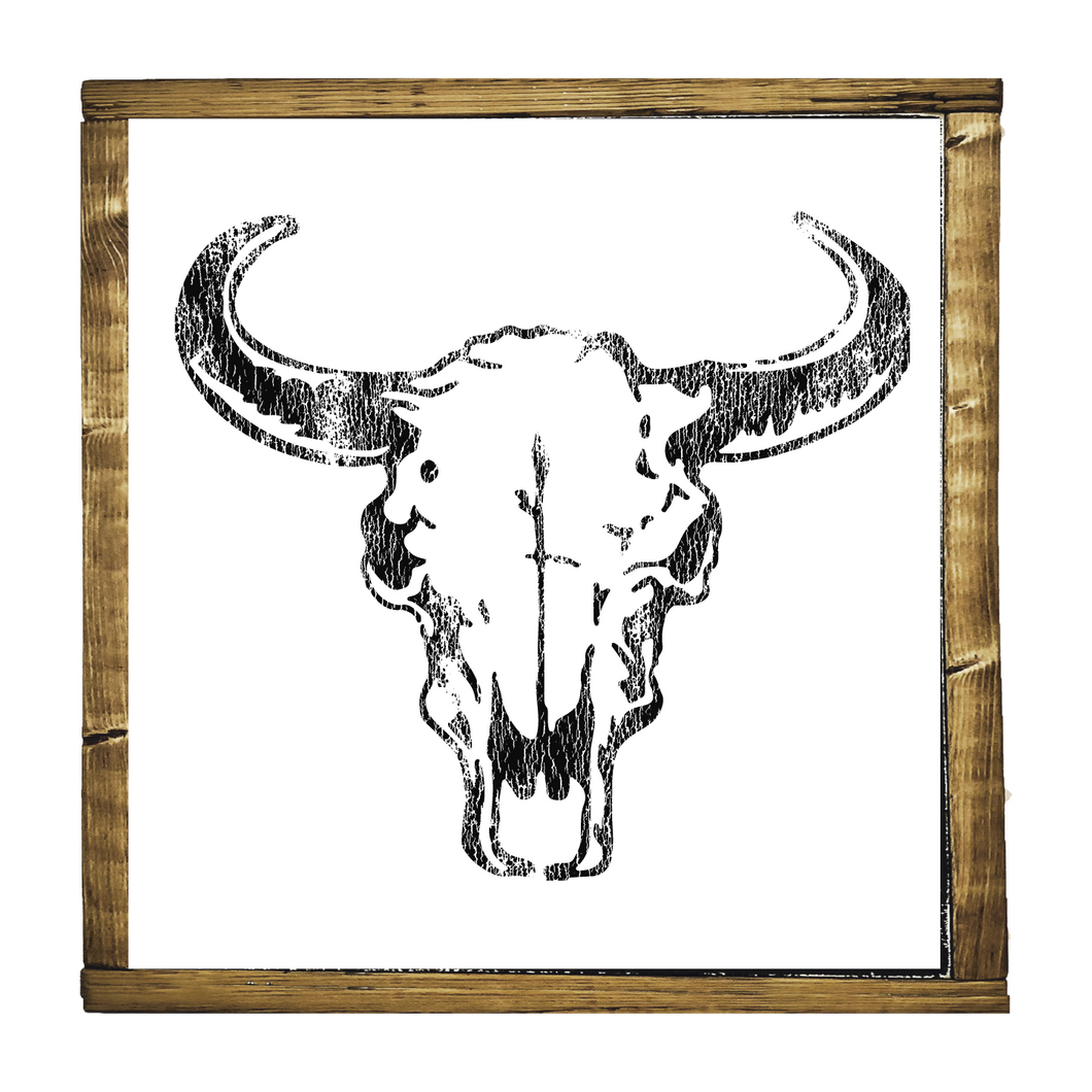 Desert Skull Wood Sign  // White